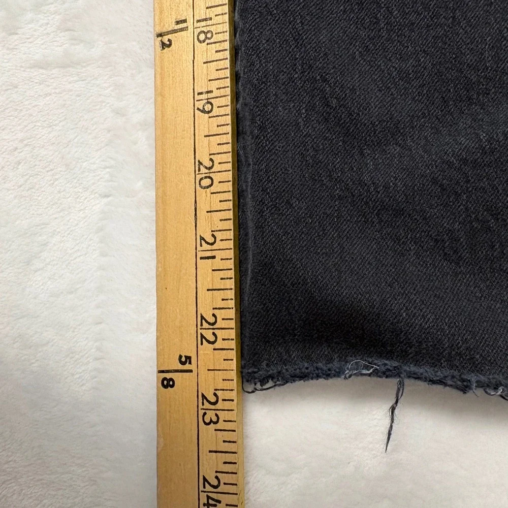 Levis Premium Wedgie Straight Jeans Black High Rise Raw Hem Womens 27 Waist